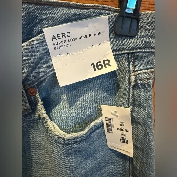 Aeropostale Super Low Rise Flare Stretch Jeans New 16R NWT Size 16 Aero - Picture 3 of 12